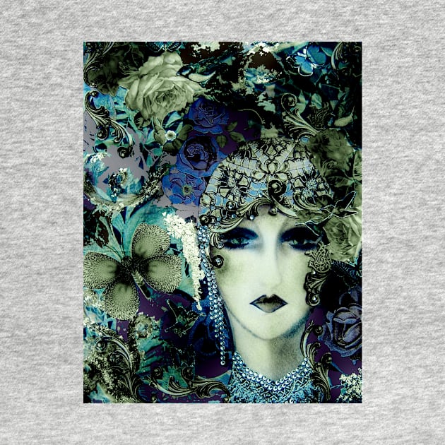 ART DECO COLLAGE FLAPPER , POSTER PRINT BLUE by jacquline8689